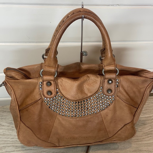 Liebeskind Berlin Esther Vintage Studded Satchel Tan Leather Vachetta Handbag - Picture 3 of 12